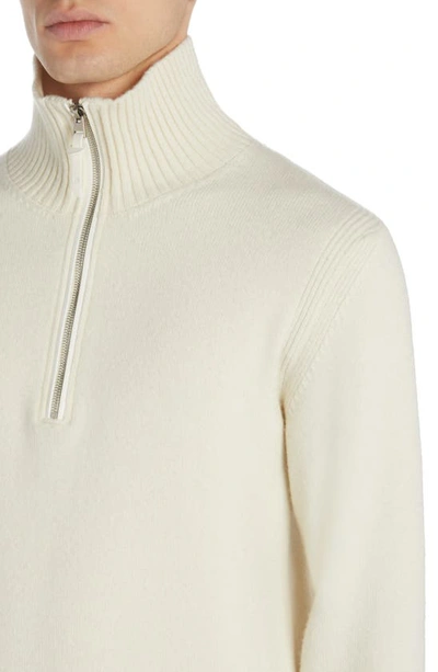 Shop Tom Ford Half Zip Wool & Cashmere Blend Pullover In Ivory
