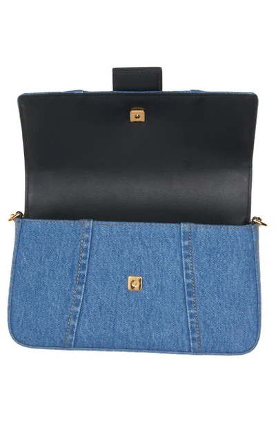 Shop Tom Ford Chain Strap Denim Shoulder Bag In 3ln08 Washed Blue Black