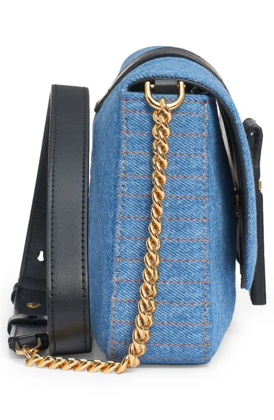 Shop Tom Ford Chain Strap Denim Shoulder Bag In 3ln08 Washed Blue Black