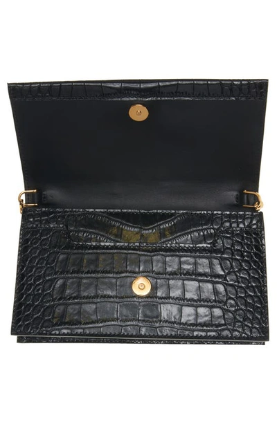 Shop Tom Ford Mini Jennifer Croc Embossed Leather Shoulder Bag In Black