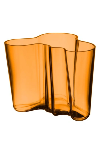 Shop Iittala Alvar Aalto Glass Vase In Copper