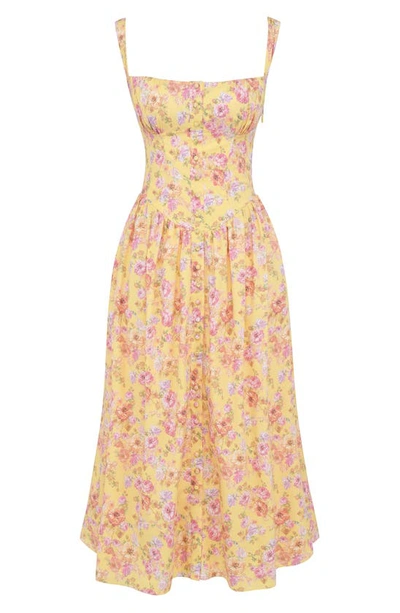 House Of Cb Womens Butter Print Tatiana Floral-print Cotton-blend Midi Dress In Butter Print