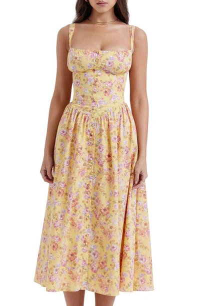 House Of Cb Womens Butter Print Tatiana Floral-print Cotton-blend Midi Dress In Butter Print