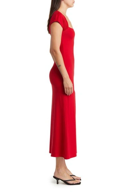 Shop Reformation Harlyn Square Neck Dress In Cherry