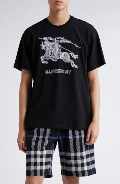 Shop Burberry Dezi Embroidered Ekd T-shirt In Black