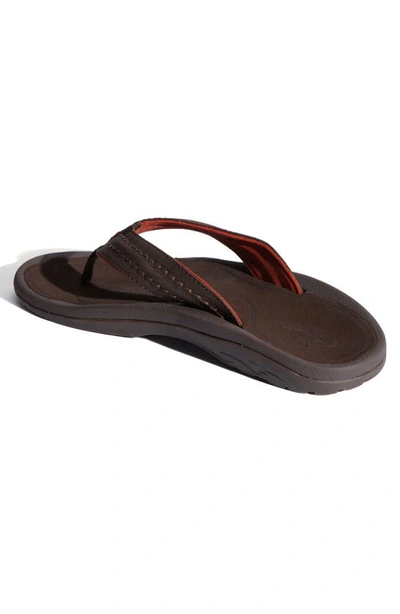 Shop Olukai Hokua Flip Flop In Dark Java Faux Leather