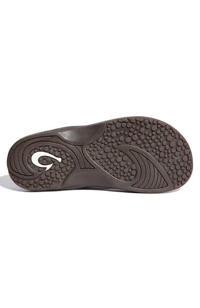 Shop Olukai Hokua Flip Flop In Dark Java Faux Leather