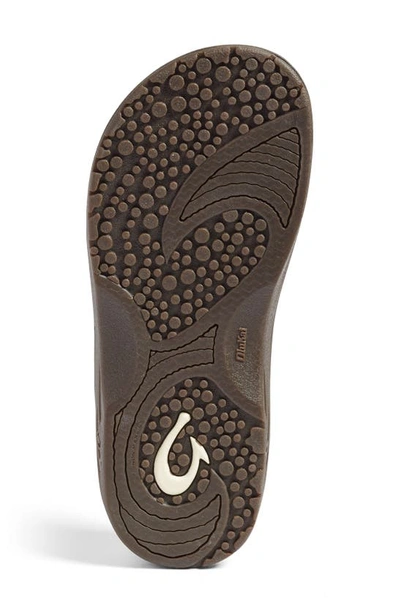 Shop Olukai Hokua Flip Flop In Dark Java Faux Leather