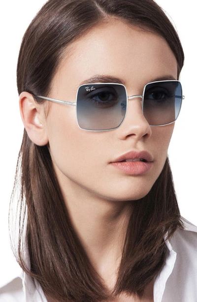 Shop Ray Ban 54mm Gradient Square Sunglasses In Silver/ Blue Gradient