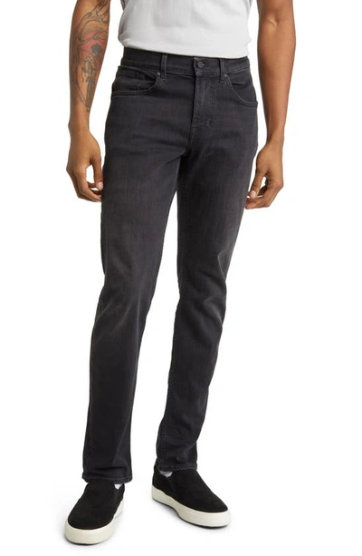 7 For All Mankind Mens Black Slimmy Tapered Luxe Performance Plus Slim-fit Tapered Jeans In Washedblk