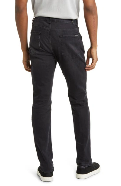 7 For All Mankind Mens Black Slimmy Tapered Luxe Performance Plus Slim-fit Tapered Jeans In Washedblk