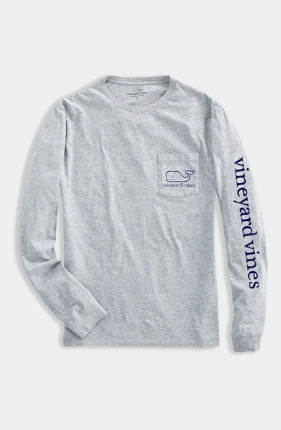 Shop Vineyard Vines Kids' Whale Logo Pocket Long Sleeve Graphic T-shirt In Grey Heather