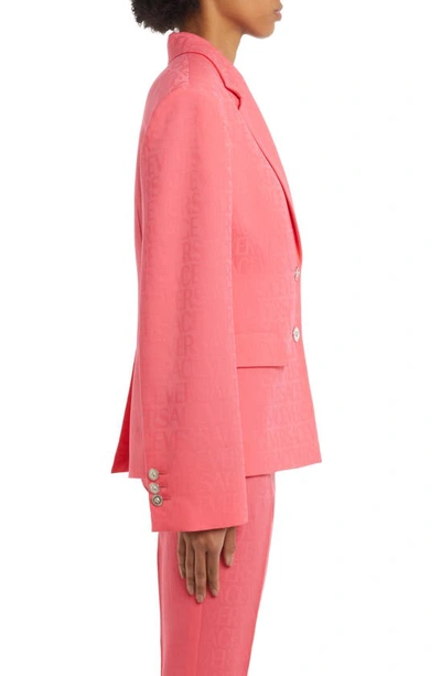 Shop Versace Logo Jacquard Virgin Wool Blazer In Flamingo