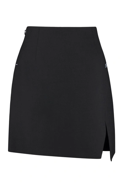 Shop Off-white Wool-blend Mini Skirt In Black