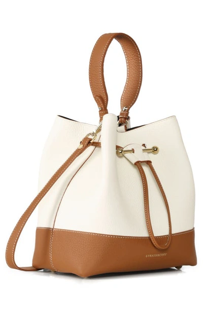 Shop Strathberry Lana Osette Leather Bucket Bag In Vanilla/ Tan