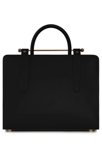 Strathberry Midi Metal Leather Tote Bag In Black