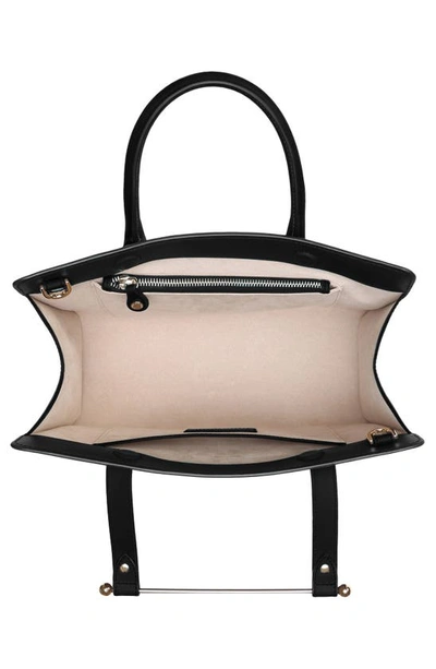 Strathberry Midi Metal Leather Tote Bag In Black