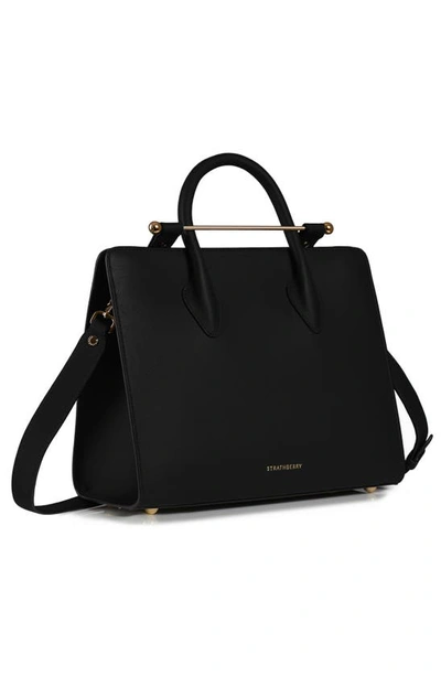 Shop Strathberry Midi Leather Tote In Black