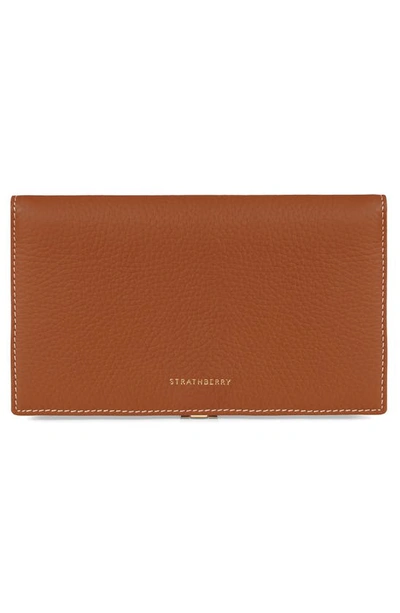 Shop Strathberry Large Crescent Wallet In Tan/ Vanilla