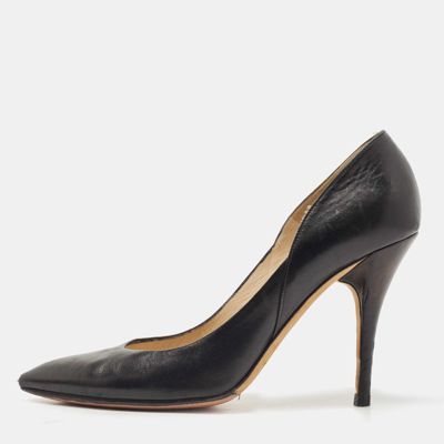 Pre-owned Jimmy Choo Black Leather Pointed Toe Pumps Size 40