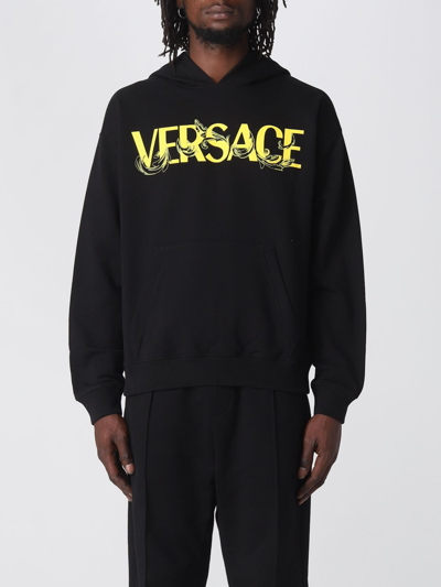 Shop Versace Cotton Sweatshirt In Black