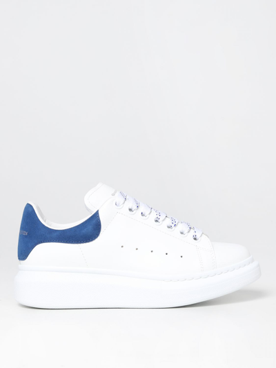 Shop Alexander Mcqueen Larry Leather Sneakers In Blue 1