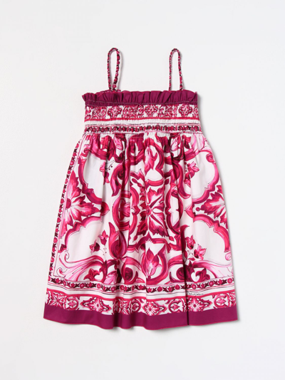 Shop Dolce & Gabbana Dress In Cotton In Fuchsia