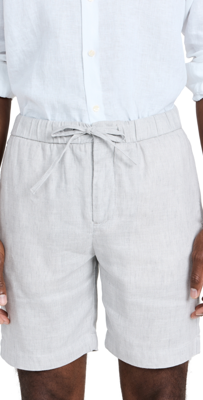 Shop Frescobol Carioca Felipe Linen Shorts Light Melange Grey