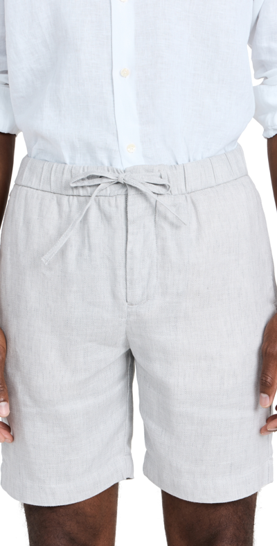 Frescobol Carioca Felipe Linen Shorts In Light Melange Grey