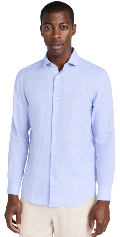 Frescobol Carioca Antonion Linen Shirt In Baby Blue