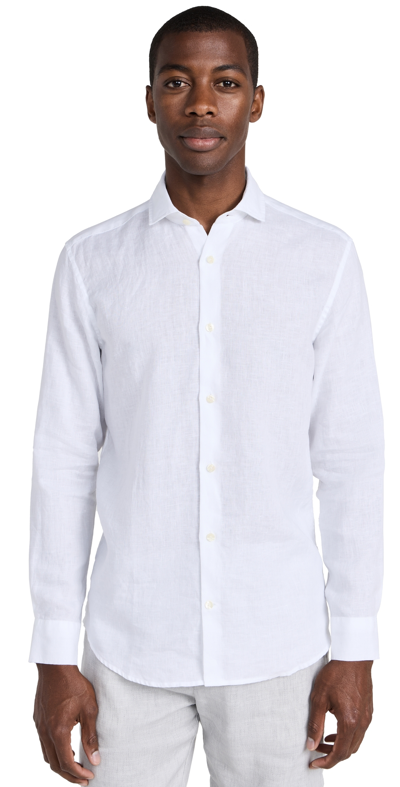 Shop Frescobol Carioca Antonio Linen Shirt White