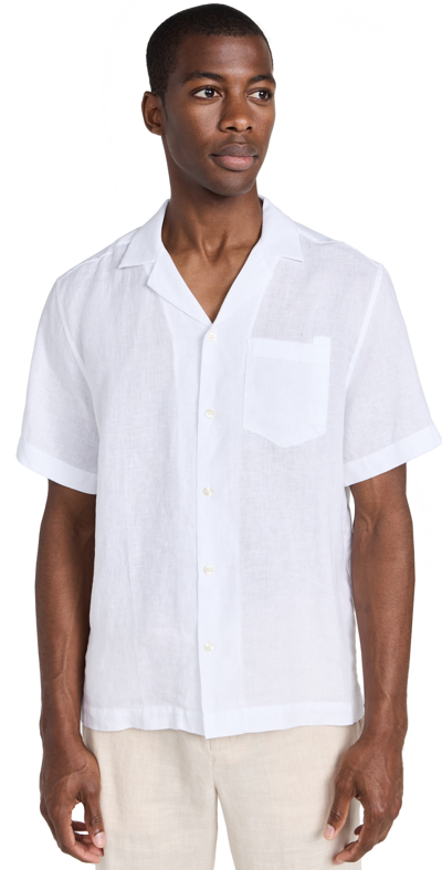 Shop Frescobol Carioca Angelo Linen Shirt White