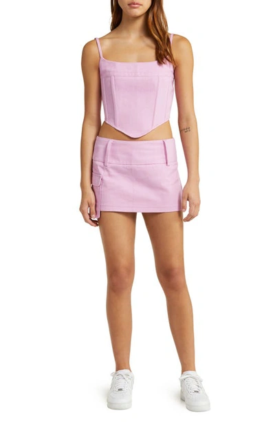 Shop By.dyln Pippa Cargo Denim Miniskirt In Pink