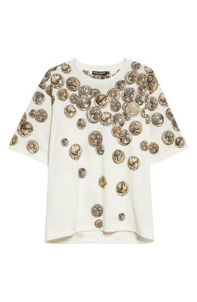 Shop Dolce & Gabbana Allover Ancient Coin Print T-shirt In White