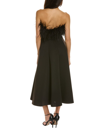 Shop Badgley Mischka Strapless Feather Midi Dress In Black