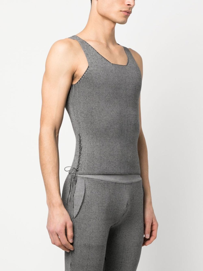 Shop Ludovic De Saint Sernin Lace-up Knit Tank Top In Grey