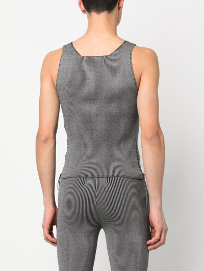 Shop Ludovic De Saint Sernin Lace-up Knit Tank Top In Grey