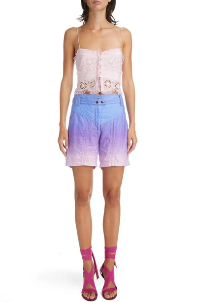 Shop Isabel Marant Kaynetd Sunset Ombré Cotton & Linen Shorts In Blue