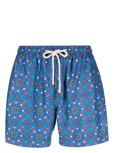 Shop Peninsula Swimwear Graphic-print Swim Shorts In Blue