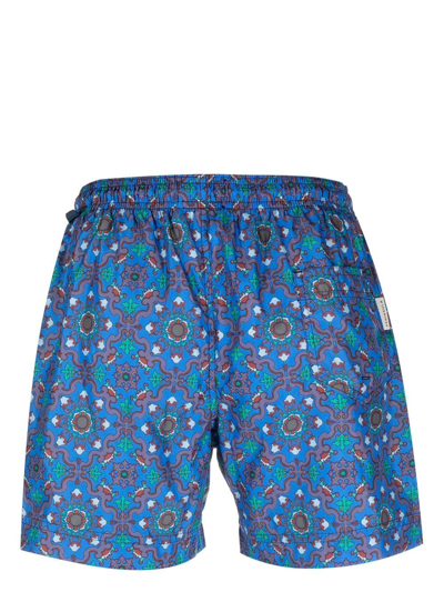 Shop Peninsula Swimwear Graphic-print Swim Shorts In Blue