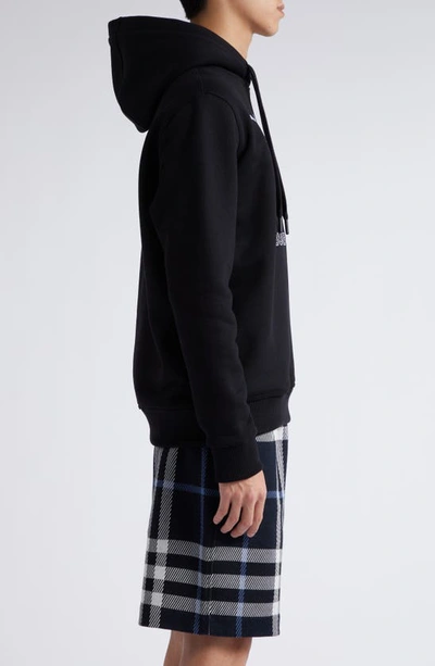 Shop Burberry Embroidered Ekd Cotton Hoodie In Black
