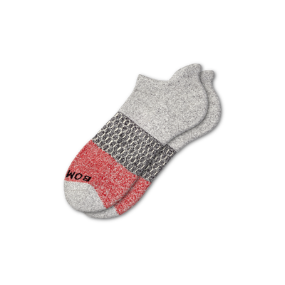 Shop Bombas Tri-block Ankle Socks In Grey Heather And Red