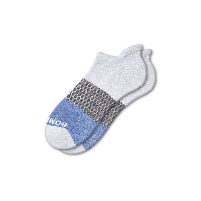 Shop Bombas Tri-block Ankle Socks In Light Grey Heather And Royal