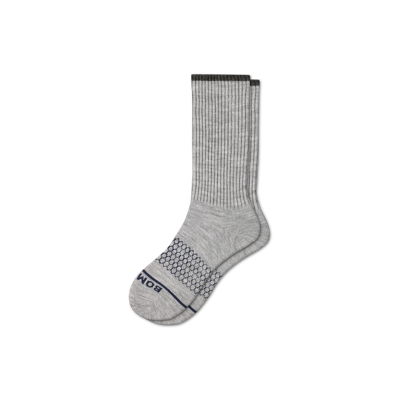 Shop Bombas Merino Wool Blend Calf Socks In Light Grey Heather