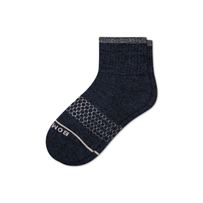 Shop Bombas Merino Wool Blend Quarter Socks In Navy
