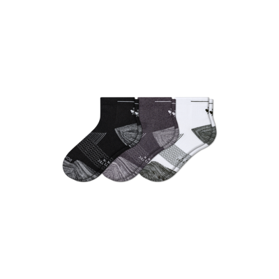 Shop Bombas Running Quarter Sock 3-pack In White Charcoal Black Bee