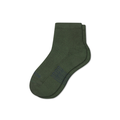 Shop Bombas Hybrid Ribbed Quarter Socks In Midnight Olive