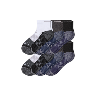 Shop Bombas Golf Quarter Sock 6-pack In White Grey Black Mix