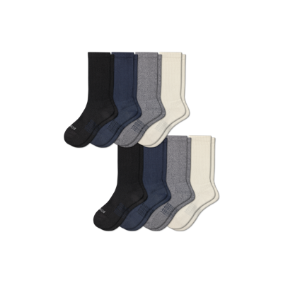Bombas Hybrid Ribbed Calf Sock 8-pack In Black Soft White Mix