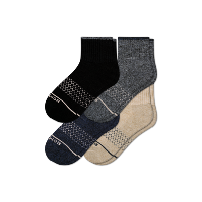 Shop Bombas Merino Wool Blend Quarter Sock 4-pack In Mixed Dark Charcoal